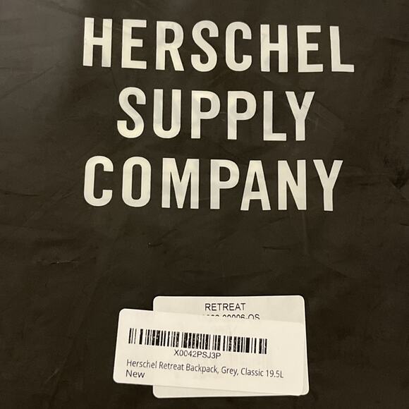 Herschel Retreat Backpack Grey With Brown 19.5L Holds A 15in Laptop NWT $119 - Picture 8 of 9